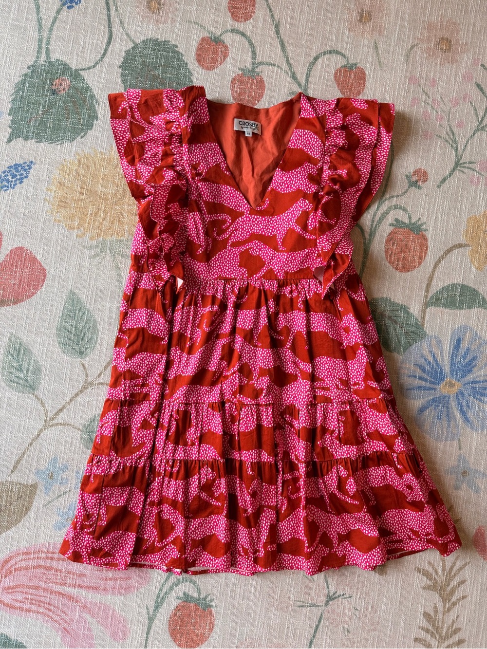 CROSBY by Mollie Burch Red & Pink Ruffle Tiered Dress